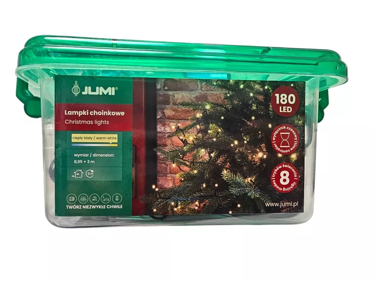 JUMI LAMPKI CHOINKOWE CIEPŁY BIAŁY 180 LED 8,95 M