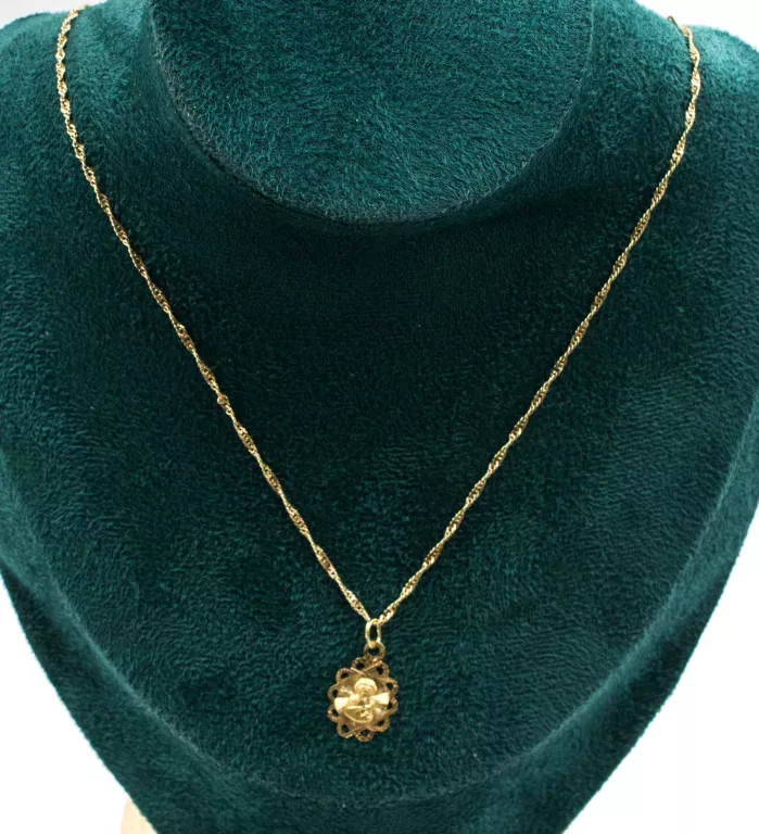 ZŁOTY  ŁAŃCUSZEK Z MEDALIKIEM MATKA BOSKA 14K 2,85G 42 CM
