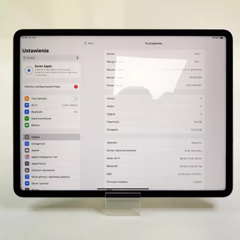 APPLE IPAD PRO 12,9 5 GENERACJI A2461 128GB WI-FI LTE SPACE GRAY