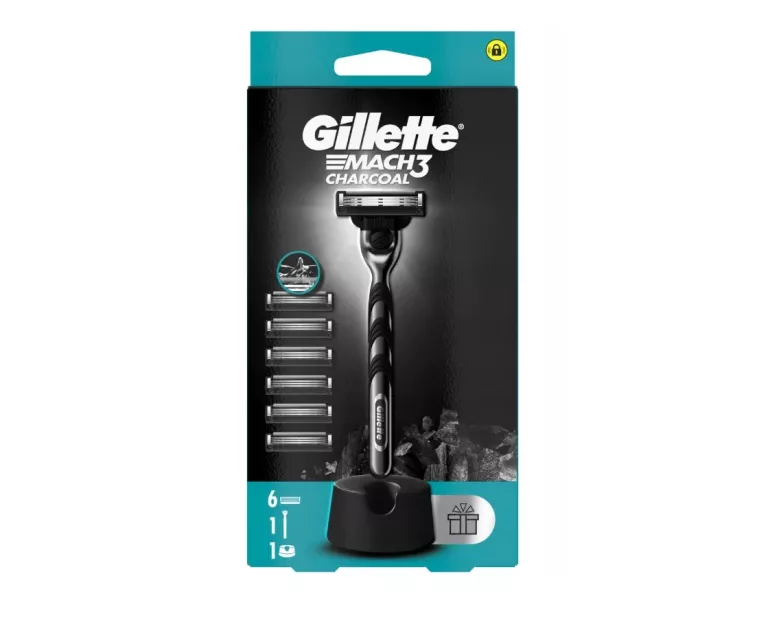 GILLETTE MACH3 CHARCOAL 1 MASZYNKA DO GOLENIA + 6 OSTRZY WYMIENNYCH