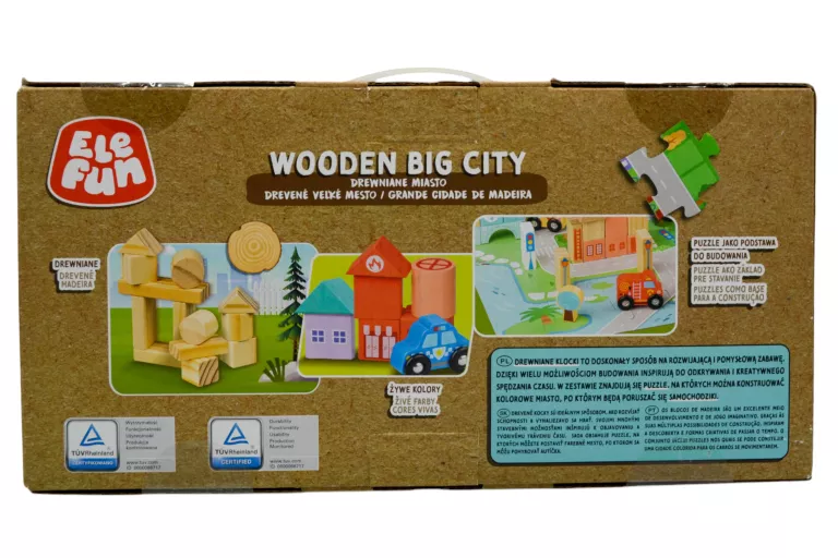 ELEFUN KLOCKI WOODEN BIG CITY DREWNIANE DUŻE MIASTO 115 ELEMENTÓW