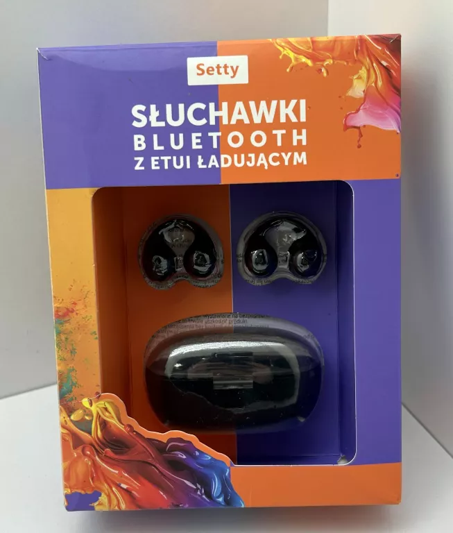 SŁUCHAWKI BEZPRZEWODOWE BLUETOOTH STWS-01 Z ETUI ŁADUJĄCYM CZARNE SETTY
