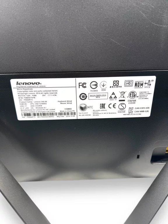 KOMPUTER ALL-IN-ONE LENOVO C40-30 I3-4005U 8/240GB OPIS