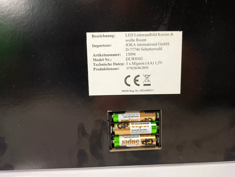 OBRAZ Z PODŚWIETLENIEM ( ŚWIECĄCY ) LED BUKIET RÓŻ Z ŚWIECZKAMI