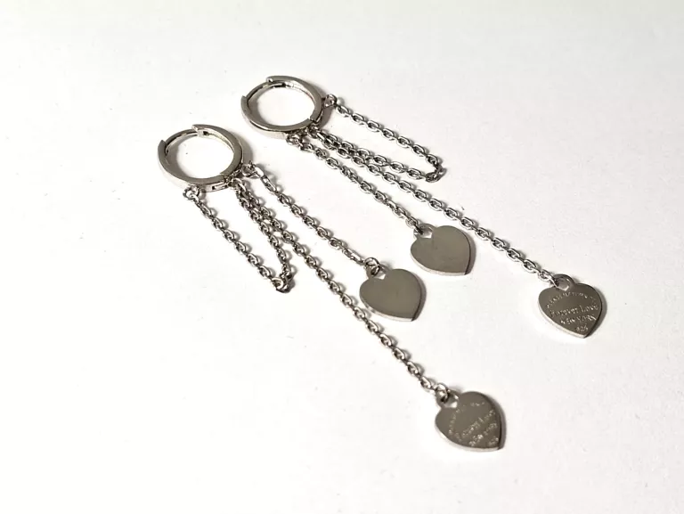 PIĘKNE SREBRNE KOLCZYKI WISZĄCE 925 7,10 G. SERCA