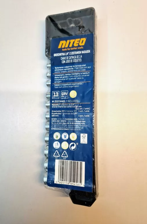 GRZECHOTKA 1/4" Z ZESTAWEM NASADEK NITEO TOOLS 250046-14RAT