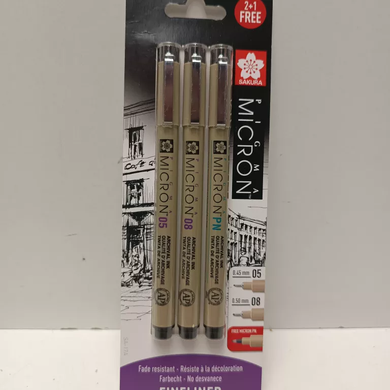 SAKURA CIENKOPISY PIGMA 05 08 PN BLISTER ZESTAW 3