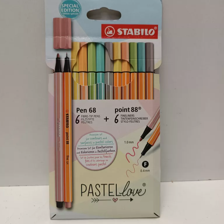 CIENKOPISY STABILO POINT + PEN ZESTAW PASTELOWE 12 SZT. FLAMASTRY PREZENT