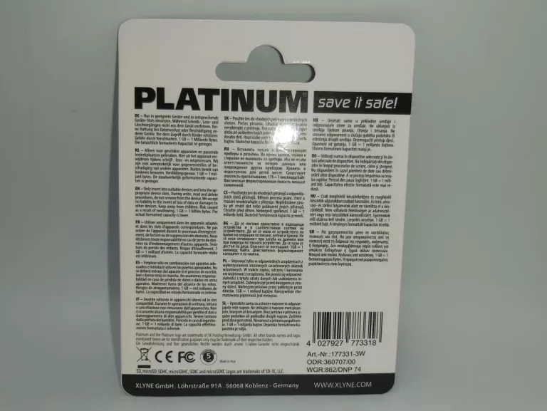 KARTA PAMIĘCI PLATINUM MICRO SDHC CARD 16GB + ADAPTER