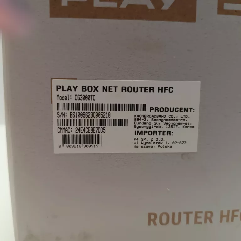 ROUTER PLAY CG3000TV