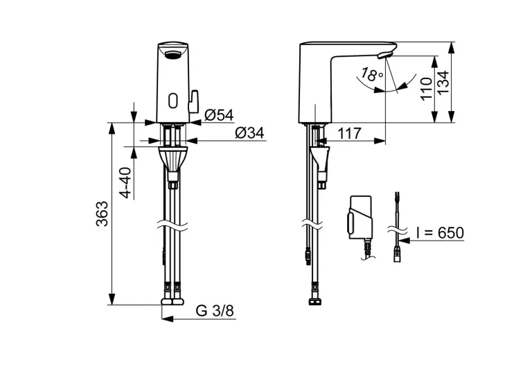 BATERIA UMYWALKOWA STOJĄCA ORAS ELECTRA SAFETY CHROM 9210FZ