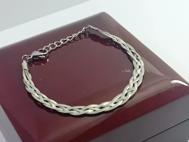 BRANSOLETKA STAL CHIRURGICZNA  SREBRNA PRZEPLATANKA