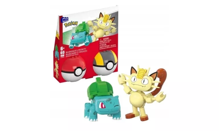 MEGA POKEMON POKEBALL BULBAZAUR I MEOWTH JCR82