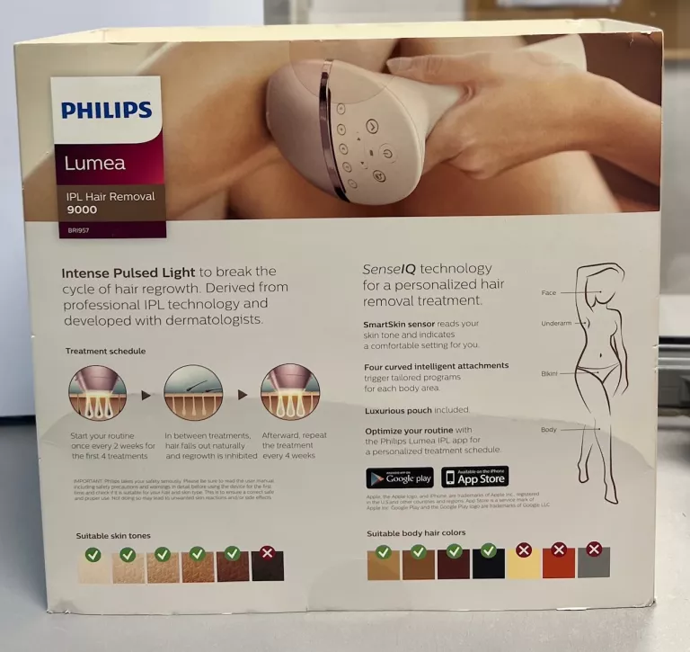 DEPILATOR PHILIPS LUMEA IPL HAIR REMOVAL 9000 SERIES SENSEIQ + 4 NASADKI