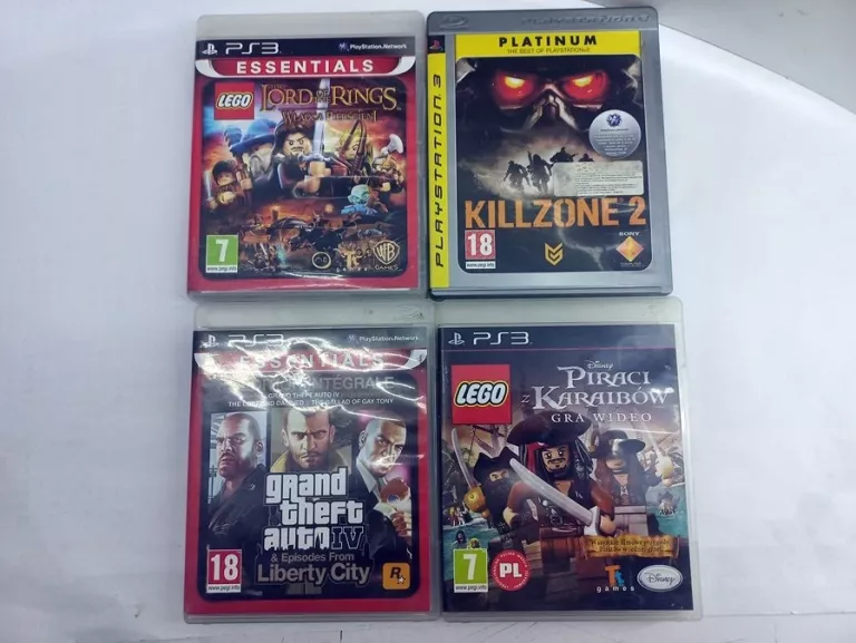ZESTAW 4 GIER PLAYSTATION 3 GTA 4, KILLZONE 2, LEGO PIRACI, LEGO LOTR