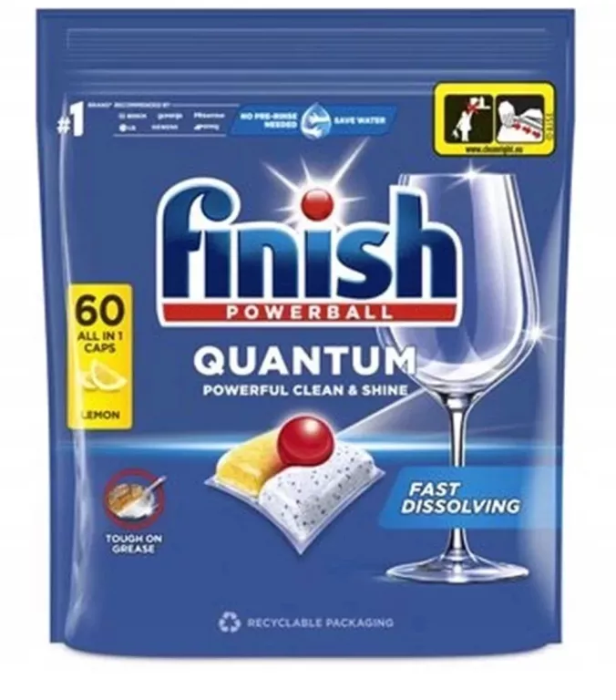 KAPSUŁKI FINISH QUANTUM POWERFUL CLEAN & SHINE 60 SZT LEMON