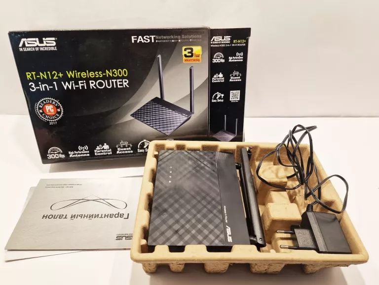 ROUTER ASUS RT-T-N12+3-IN-1 WIRELESS-N300 802.11N (WI-FI 4) KOMPLET