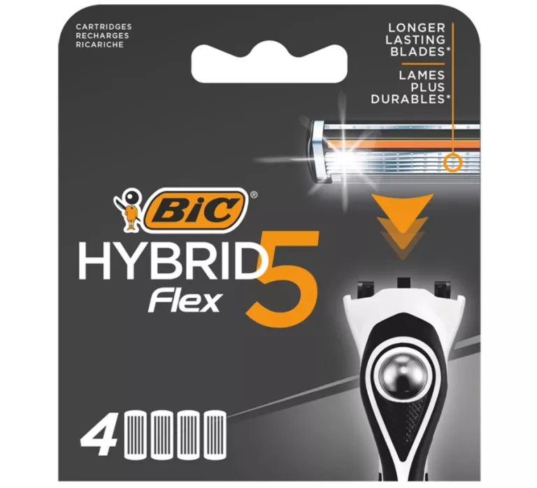 WKŁADY DO MASZYNEK BIC HYBRID 5 FLEX 4 SZT. SREBRNE