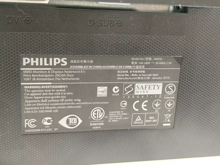 MONITOR LED PHILIPS 246V5LHAB 24 " FHD