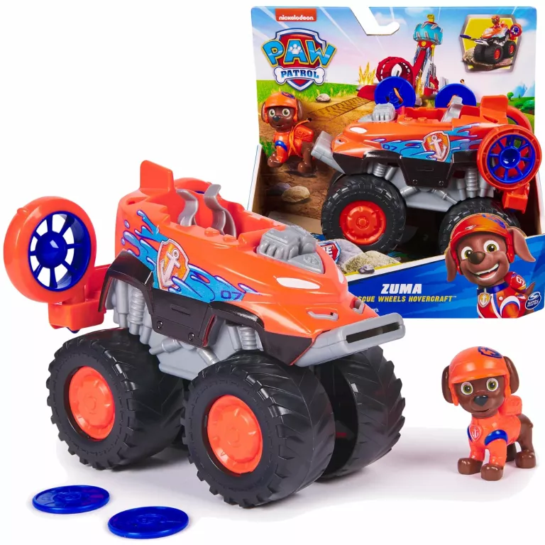 PSI PATROL FIGURKA ZUMA + POJAZD PODUSZKOWIEC STRÓJ RUCHOME KOŁA ŚMIGŁA