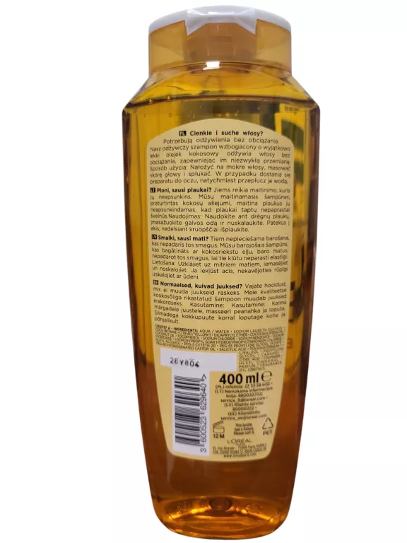 LOREAL ELSEVE LEKKI SZAMPON ODŻYWCZY OLEJEK KOKOSOWY 500 ML