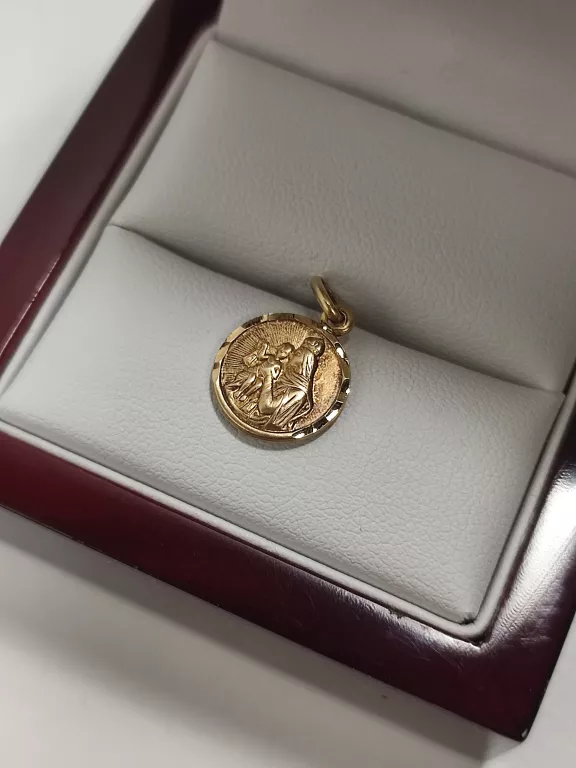 ZŁOTY MEDALIK NA KOMUNIĘ DWUSTRONNY PRÓBA 585 14K 1,07 GR ŚREDNICA 12 MM