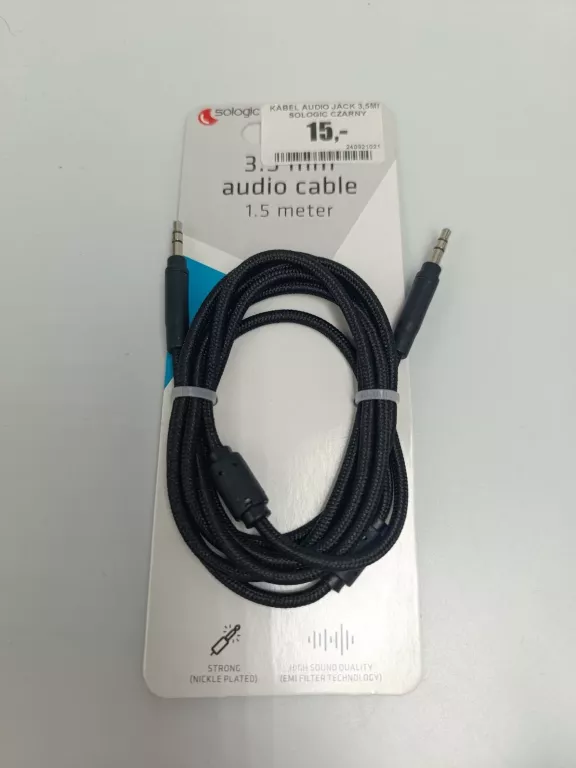 KABEL AUDIO JACK 3,5MM SOLOGIC CZARNY