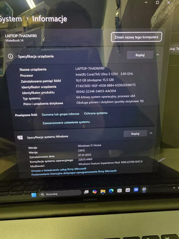 LAPTOP HUAWEI  MATEBOOK 14 ULTRA 5 KOMPET  GW