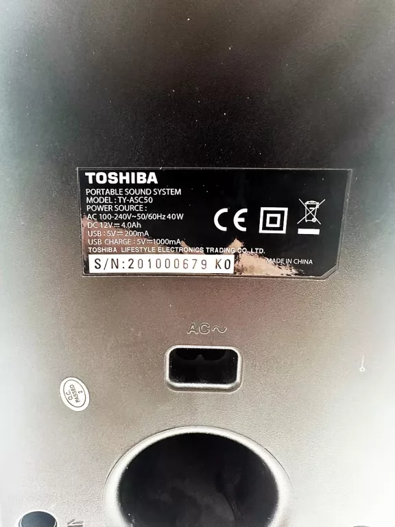 GŁOŚNIK TOSHIBA BEZPRZEWODOWY BLUETOOTH