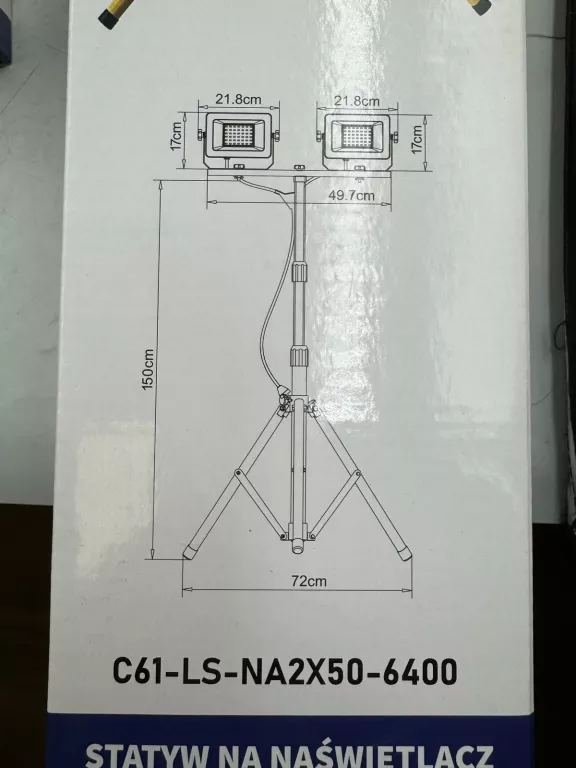 NAŚWIETLACZ LED 2X50W NA STATYWIE 6400K