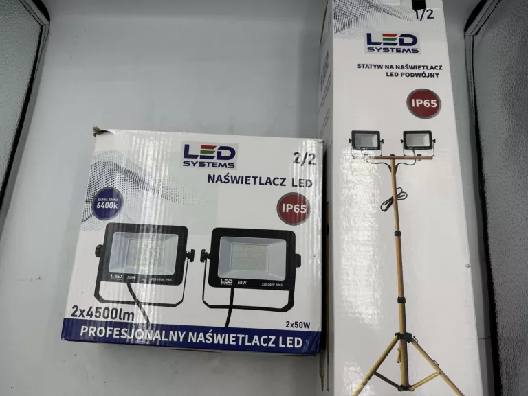 NAŚWIETLACZ LED 2X50W NA STATYWIE 6400K