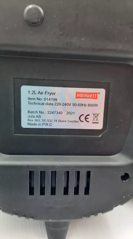 FRYTKOWNICA BEZTŁUSZCZOWA MENUETT 1.2L AIR FRYER / 800W / *OKAZJA*