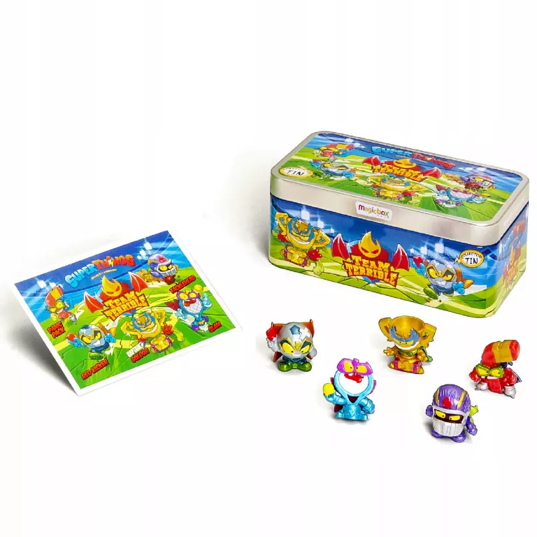 SUPER ZINGS 8 THINGS METALOWA PUSZKA + 5 FIGUREK