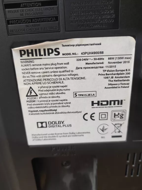 TELEWIZOR PHILIPS 43PUH4900/88
