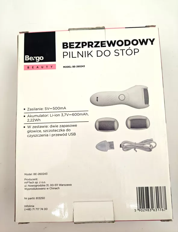 BEZPRZEWODOWY PILNIK DO STÓP BERGO BE-260243