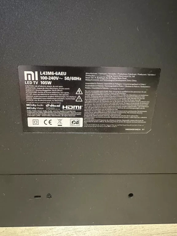 TELEWIZOR XIAOMI MI LED TV P1 43'' (L43M6-6AEU)