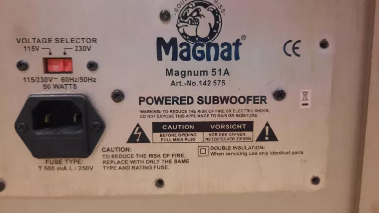 MAGNAT MAGNUM 51A DYNAMICZNY SUBWOOFER AKTYWNY / 50W / *OKAZJA*