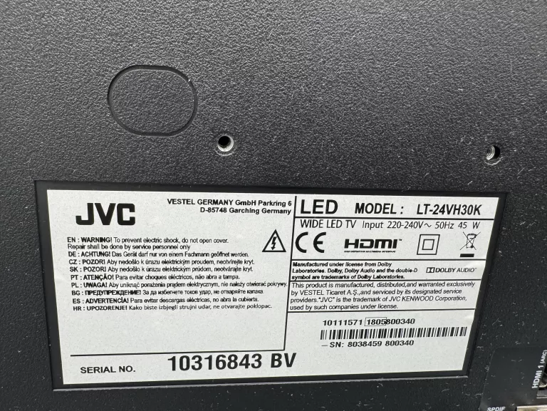 TELEWIZOR LED JVC 24VH30K 24 CALE HD READY