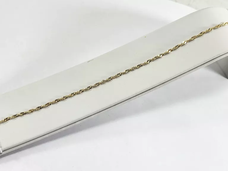 ZB048 DELIKATNA ZŁOTA BRANSOLETKA NA NOGĘ 375 SPLOT SINGAPUR 1,50G