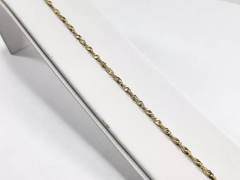 ZB048 DELIKATNA ZŁOTA BRANSOLETKA NA NOGĘ 375 SPLOT SINGAPUR 1,50G
