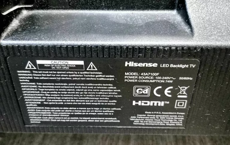 TELEWIOZR HISENSE 43A7100F