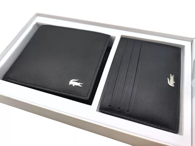 ZESTAW UPOMINKOWY M BILLFOLD COIN BOX LACOSTE NH2505FG CZARNY