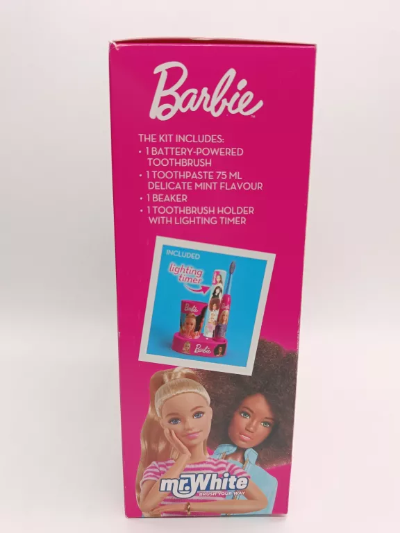BARBIE ZESTAW DO MYCIA ZĘBÓW DLA DZIEWCZYNKI SZCZOTECZKA ELEKTRYCZNA