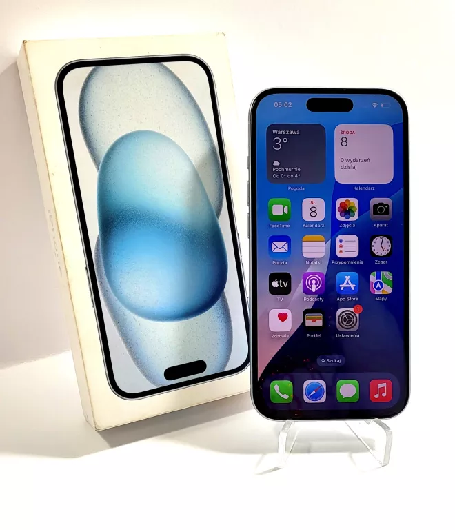 SMARTFON APPLE IPHONE 15 128 GB 5G BLUE BATERIA 87% WOLNA DYSTRYBUCJA
