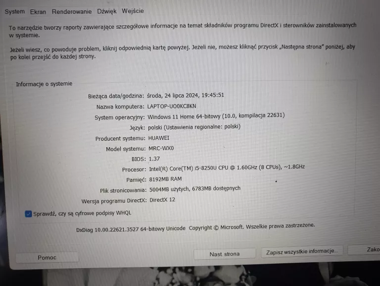 LAPTOP HUAWEI MATEBOOK MRC-W50 | 8GB/1TB/I5/WIN10