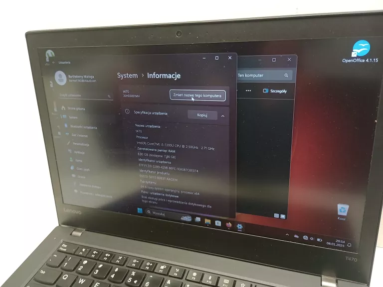 LAPTOP LENOVO T470 I5 7TH 300GB