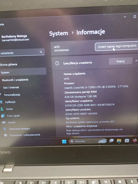 LAPTOP LENOVO T470 I5 7TH 300GB