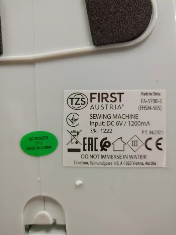 MASZYNA DO SZYCIA FIRST AUSTRIA FA-5700-2