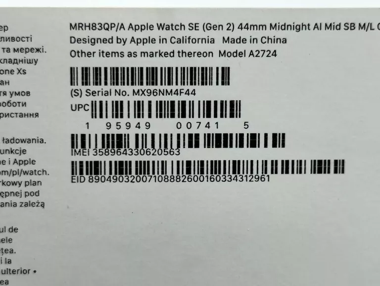 APPLE WATCH SE GPS + CELLULAR, ALUMINIUM, 44 MM (2. GENERACJI) GWARANCJA