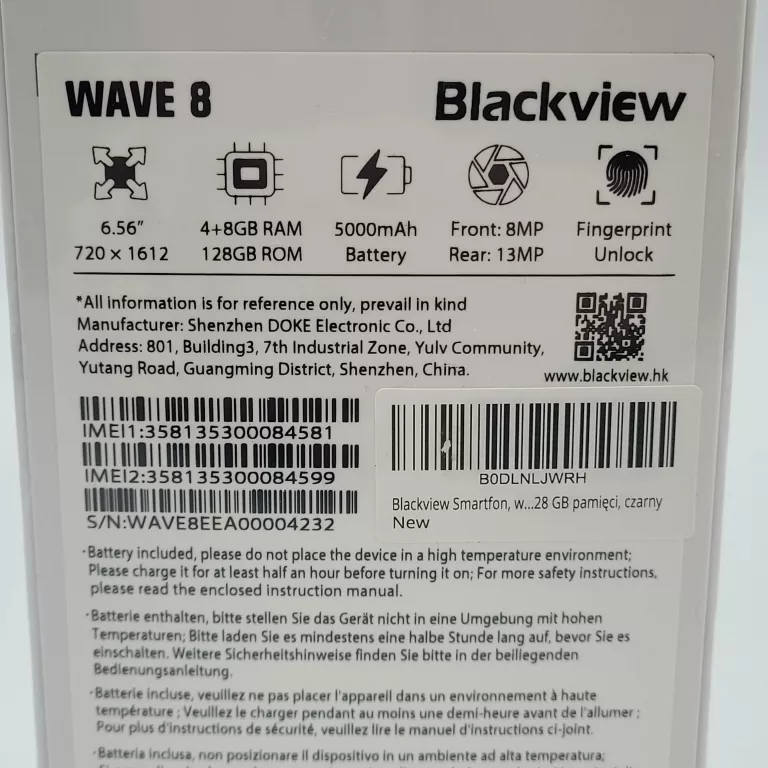BLACKVIEW WAVE 8 DUAL SIM 128GB BLACK 12GB RAM (4GB + 8GB) CZARNY